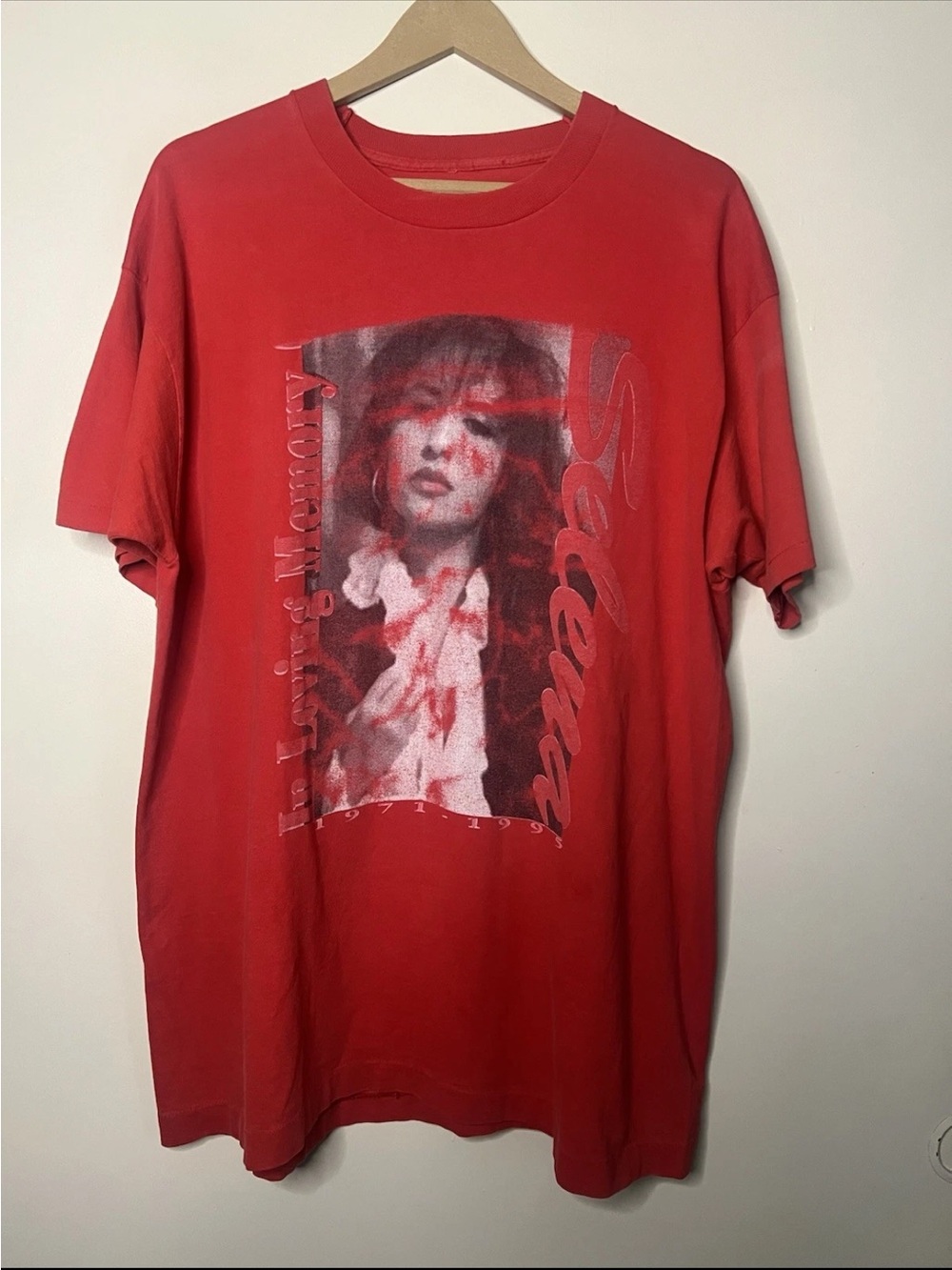 Vintage 90s 1995 Selena In Loving Memory Memorial Rap Tee T Shirt XL *FLAWS*